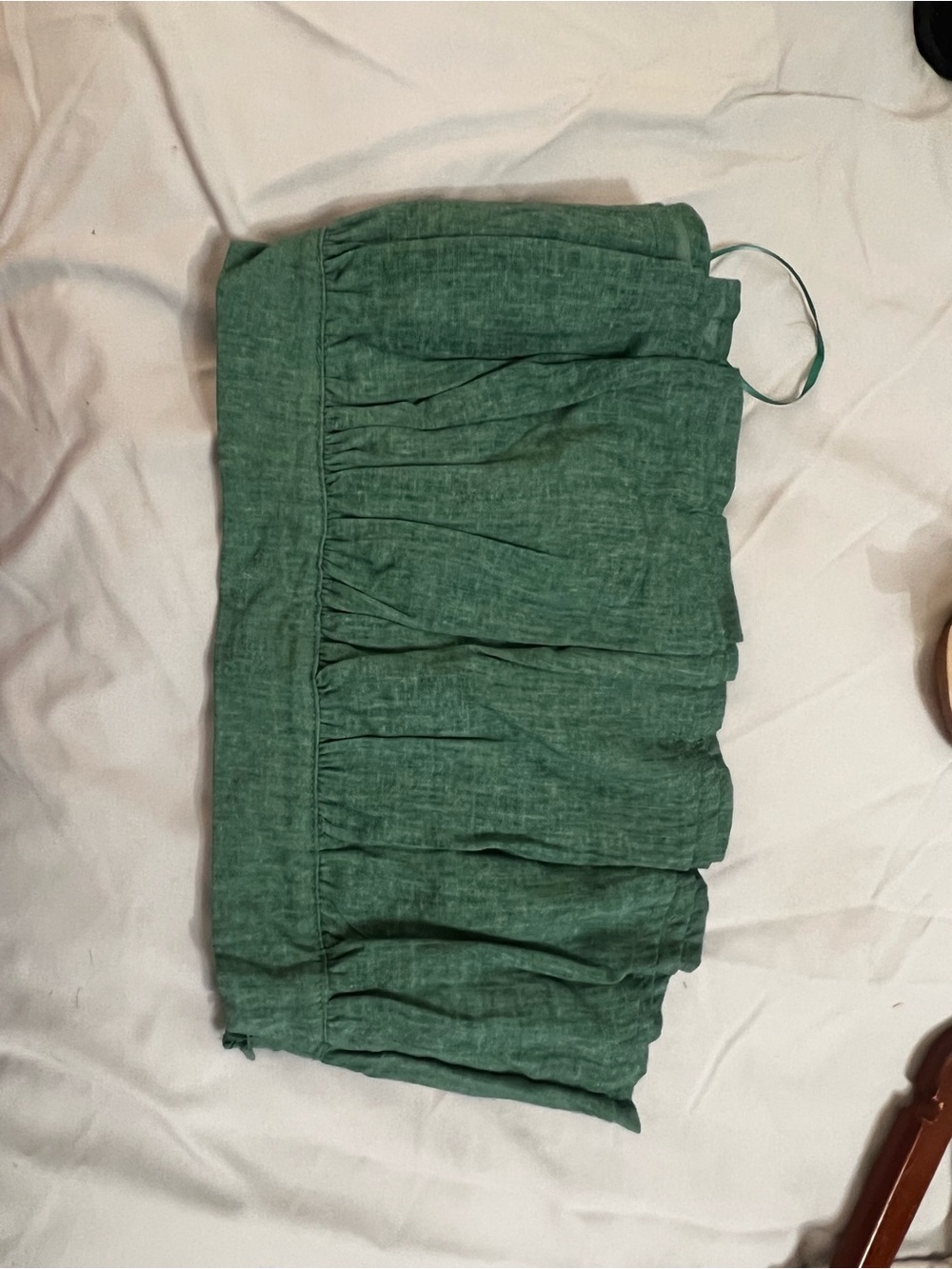 Le Lis Green Strapless Ruffle Crop Top